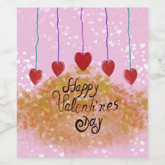 Étiquette Pour Bouteilles De Vin Heureuse Sainte-Valentin (Étiquettes simples)