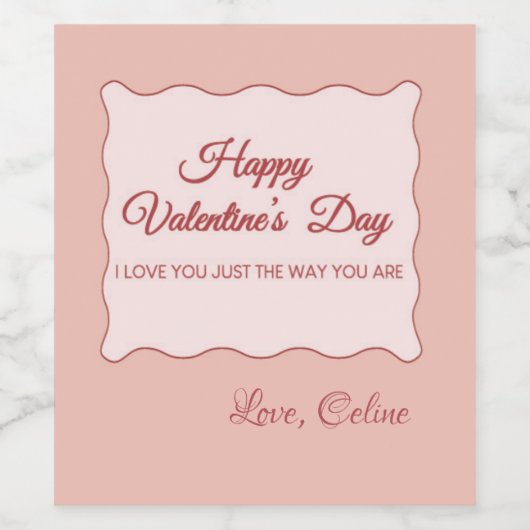 Étiquette Pour Bouteilles De Vin Heureuse Sainte-Valentin (Étiquettes simples)