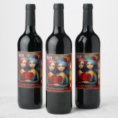 Étiquette Pour Bouteilles De Vin Heureuse Sainte-Valentin de soeurs d'âme d'art col (Bouteilles)