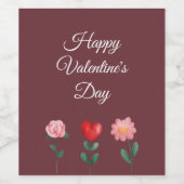 Étiquette Pour Bouteilles De Vin Heureuse Sainte-Valentin fleurs carte de script bo (Étiquettes simples)