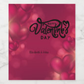 Étiquette Pour Bouteilles De Vin Heureuse Sainte-Valentin Red Hearts (Étiquettes simples)