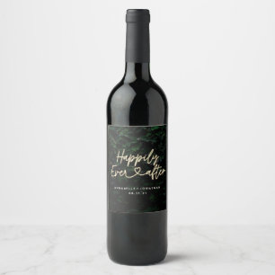Étiquette Pour Bouteilles De Vin Heureux après la fête de mariage moderne feuillage