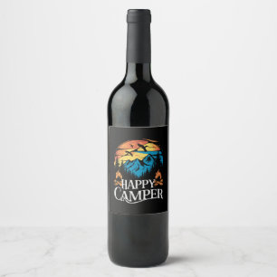 Étiquette Pour Bouteilles De Vin Heureux campeur rétro vintage équipage de camping