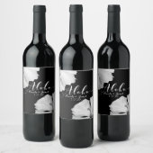 Étiquette Pour Bouteilles De Vin Hibiscus blanc Mariage tropical noir Aloha Vin (Bouteilles)