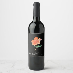 Étiquette Pour Bouteilles De Vin Hibiscus d'été tropical à l'aquarelle moderne oran