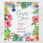 Étiquette Pour Bouteilles De Vin Hibiscus Feuille Mariage hawaïen (Étiquettes simples)