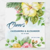 Étiquette Pour Bouteilles De Vin Hibiscus Hawaiian Tropical Floral (Étiquettes simples)