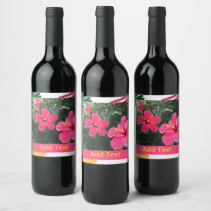 Étiquette Pour Bouteilles De Vin Hibiscus rose chaud