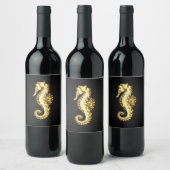 Étiquette Pour Bouteilles De Vin Hippocampe Polygonal Or (Bouteilles)