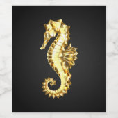 Étiquette Pour Bouteilles De Vin Hippocampe Polygonal Or (Étiquettes simples)