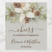 Étiquette Pour Bouteilles De Vin Hiver Beige Elegant Mariage Script (Étiquettes simples)
