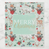 Étiquette Pour Bouteilles De Vin Hiver Florest Animaux Motif de Noël (Étiquettes simples)