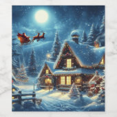 Étiquette Pour Bouteilles De Vin Hiver/Père Noël/Noël/Neige (Étiquettes simples)