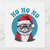Étiquette Pour Bouteilles De Vin Ho ho non - drôle de chat grumpy santa (Étiquettes simples)