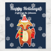 Étiquette Pour Bouteilles De Vin Holiday Raccoon (Étiquettes simples)