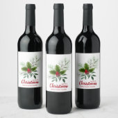 Étiquette Pour Bouteilles De Vin Holly Berries Pine Joyeux Noël (Bouteilles)