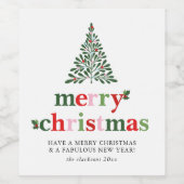 Étiquette Pour Bouteilles De Vin Holly Merry & Bright Christmas (Étiquettes simples)