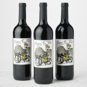 Étiquette Pour Bouteilles De Vin Homme à vélo illustration (Bouteilles)