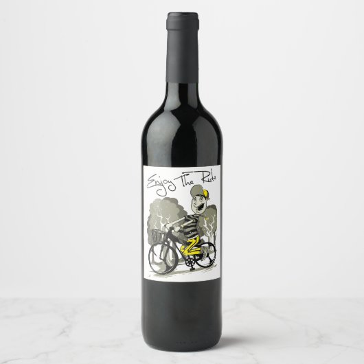 Étiquette Pour Bouteilles De Vin Homme à vélo illustration (Devant)