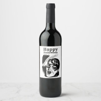 Étiquette Pour Bouteilles De Vin Homme de bande dessinée rétro hurle Texte personna