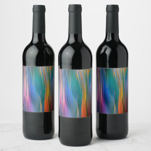 Étiquette Pour Bouteilles De Vin "Horizons fluides" Art abstrait contemporain     