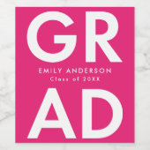Étiquette Pour Bouteilles De Vin Hot Pink | Graduation Gras (Étiquettes simples)