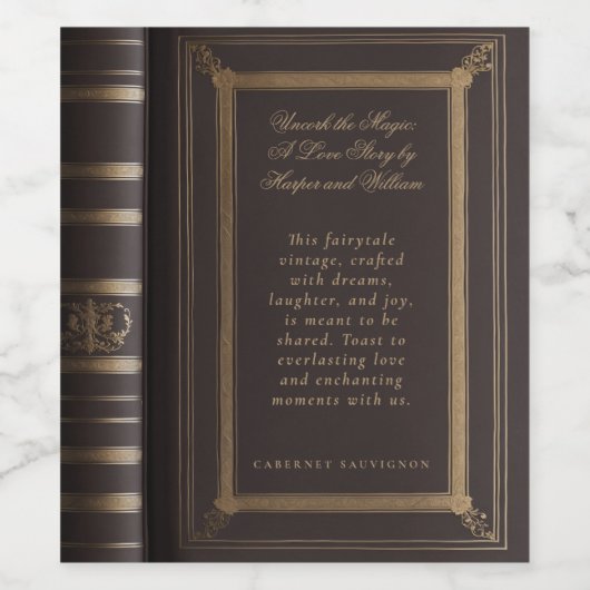 Étiquette Pour Bouteilles De Vin Housse de livre d'histoire d'amour (Étiquettes simples)