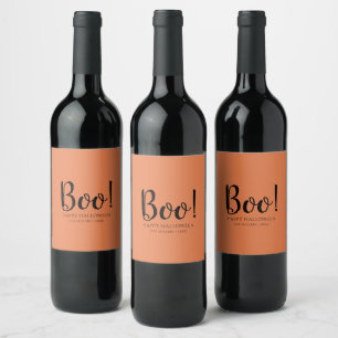 Étiquette Pour Bouteilles De Vin Huez l'orange moderne de Halloween