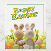 Étiquette Pour Bouteilles De Vin Hugging Bunnies - Bonne Pâques (Étiquettes simples)