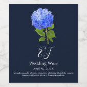 Étiquette Pour Bouteilles De Vin Hydrangea bleu aquarelle (Étiquettes simples)