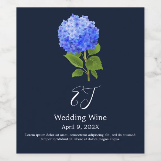 Étiquette Pour Bouteilles De Vin Hydrangea Bleu Aquarelle (Étiquettes simples)