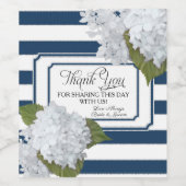 Étiquette Pour Bouteilles De Vin Hydrangea Fleurs Blanches Moderne Élégant Rayure N (Étiquettes simples)