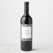 Étiquette Pour Bouteilles De Vin Hydrangea Florale Violette Élégante (Devant)