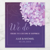 Étiquette Pour Bouteilles De Vin Hydrangeas du sud Mariage pourpre (Étiquettes simples)