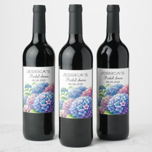 Étiquette Pour Bouteilles De Vin Hydrangeas Fleurs Bleues Fête de Mariage