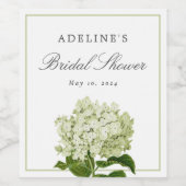 Étiquette Pour Bouteilles De Vin Hydrangée blanche et verte Elégante Fête des marié (Étiquettes simples)