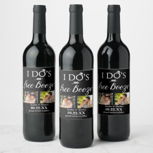 Étiquette Pour Bouteilles De Vin I Do's & Free Booze Modern Wedding Enregistrer la 