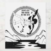 Étiquette Pour Bouteilles De Vin Icarus noir et blanc (Étiquettes simples)