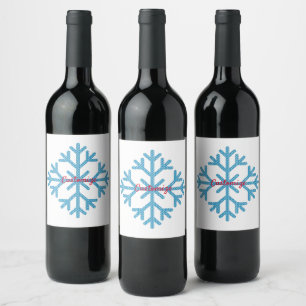 Étiquette Pour Bouteilles De Vin Icy Blue Snowflake Thunder_Cove