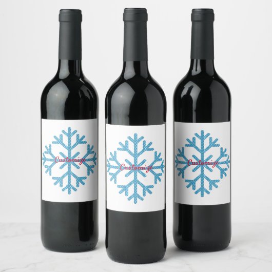 Étiquette Pour Bouteilles De Vin Icy Blue Snowflake Thunder_Cove (Bouteilles)