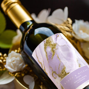 Étiquette Pour Bouteilles De Vin ID Abstrait Lavande d'encre Lux990