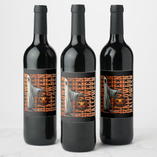Étiquette Pour Bouteilles De Vin Idées de cadeaux de typographie Halloween fantôme