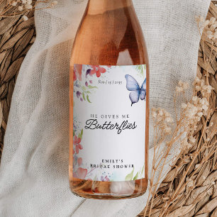 Étiquette Pour Bouteilles De Vin Il Me Donne Fête des mariées Aux Papillons
