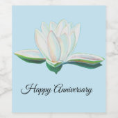 Étiquette Pour Bouteilles De Vin Illustration de Lotus blanc personnalisée (Étiquettes simples)