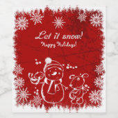 Étiquette Pour Bouteilles De Vin Illustration De Noël Blanc Et Rouge (Étiquettes simples)