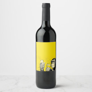 Étiquette Pour Bouteilles De Vin Illustration de singe drôle prenant un selfie – Ch