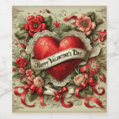 Étiquette Pour Bouteilles De Vin Illustration décorative Heureuse Sainte-Valentin (Étiquettes simples)