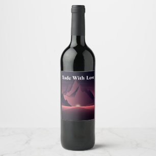 Étiquette Pour Bouteilles De Vin Illustration du coucher de soleil sur une montagne