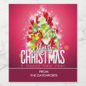 Étiquette Pour Bouteilles De Vin Illustration graphique moderne de Noël rouge (Étiquettes simples)