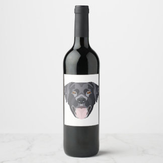 Étiquette Pour Bouteilles De Vin Illustration noir Labrador récupérateur avec souri